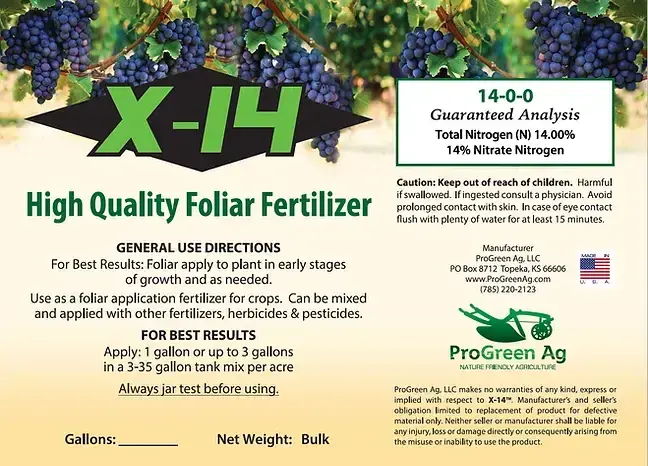 X-14 foliar fertilizer field application context